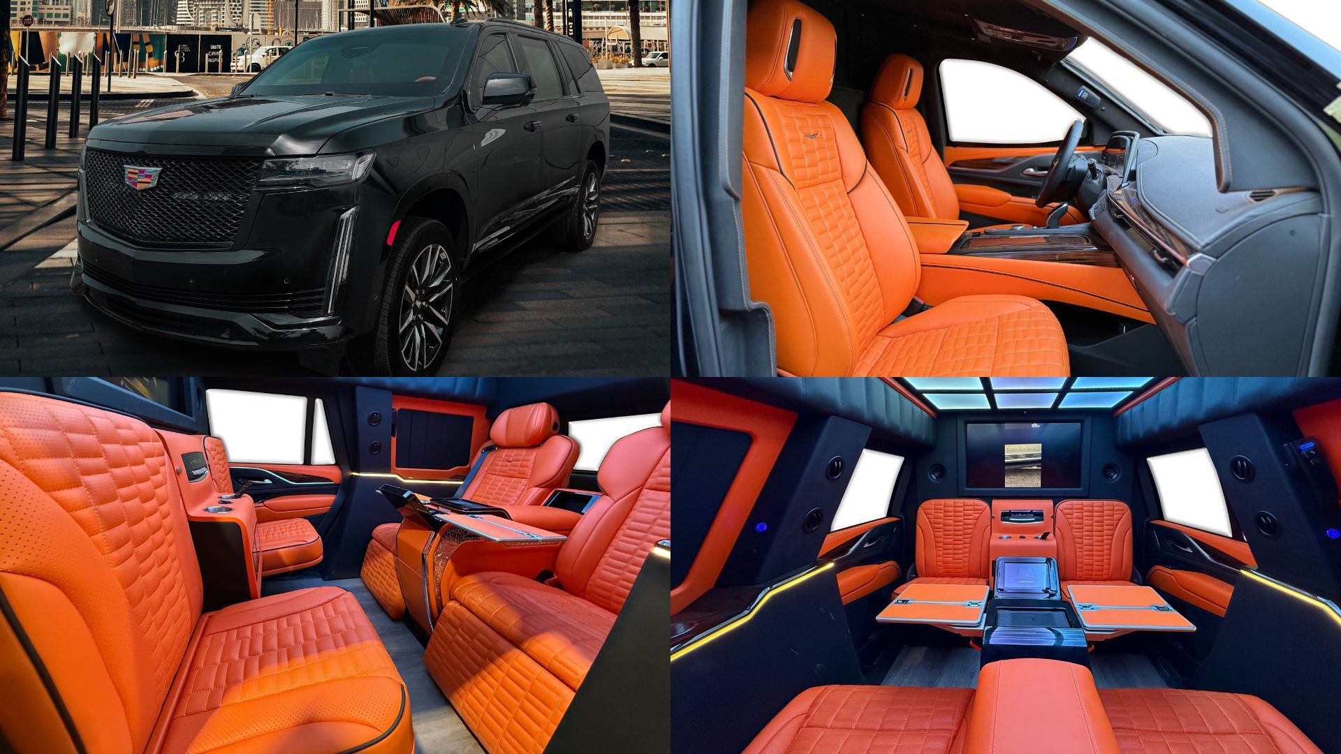 Cadillac Escalade VIP luxury interior conversion in Dubai with executive SUV seating, ambient lighting, and premium comfort upgrades