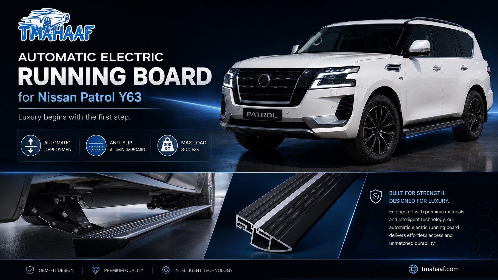 Nissan Patrol Y63 automatic electric running board by TMAHAAF Dubai