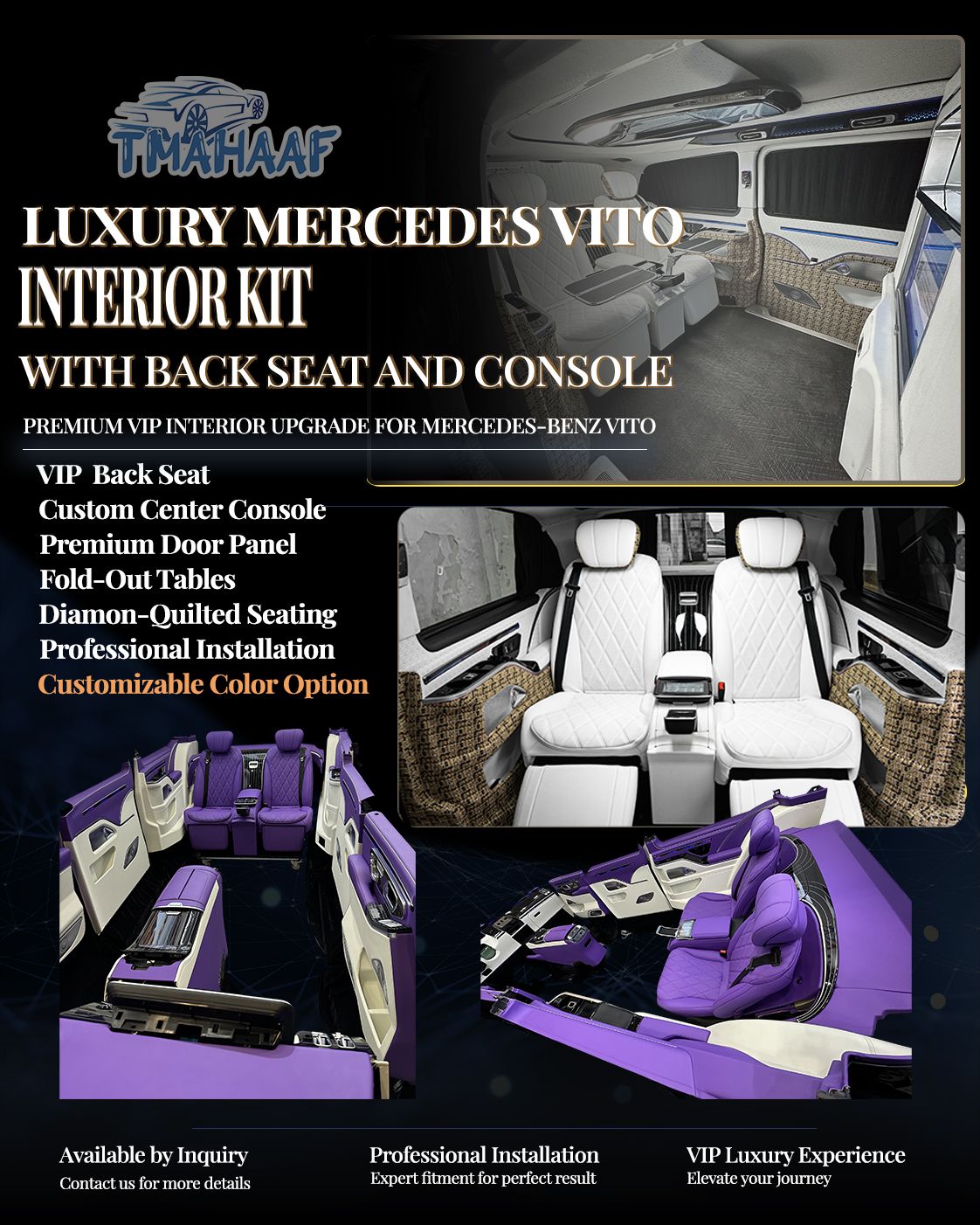 Luxury Mercedes Vito interior kit with back seat and console