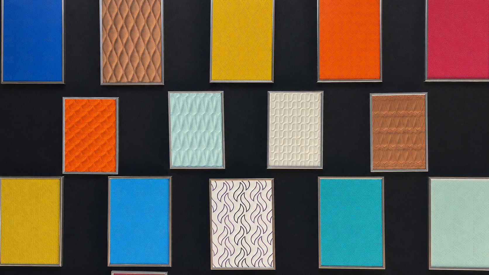 Car upholstery pattern samples in Dubai with quilted perforated and geometric leather designs