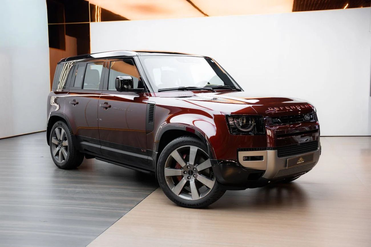 Land Rover Defender 110 HSE P400 orange front view Dubai